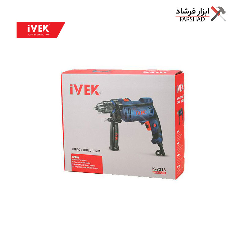 دریل13میلی‌متری‌چکشی850وات K-7313 مدل ایوک